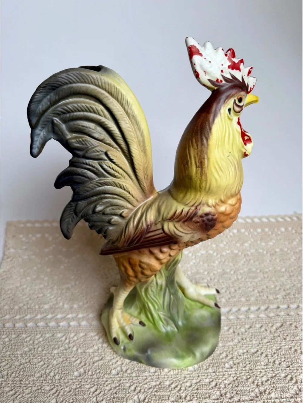 Vintage Ceramic Rooster Figurine Farmhouse Country Kitchen Decor